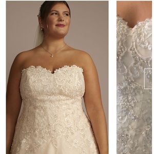 beaded lace and tulle ball gown wedding dress